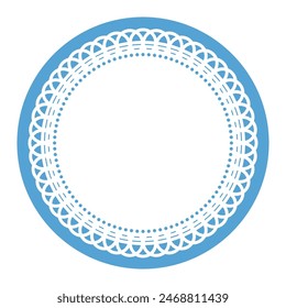 Simple Detailed Light Blue Symmetrical Round Ornamental Lace Circle Blank Frame Border Element