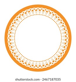 Simple Detailed Light Orange Symmetrical Round Ornamental Lace Circle Blank Frame Border Element