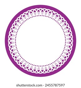Simple Detailed Light Purple Symmetrical Round Ornamental Lace Circle Blank Frame Border Element