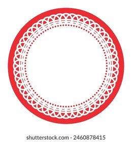 Simple Detailed Light Red Symmetrical Round Ornamental Lace Circle Blank Frame Border Element