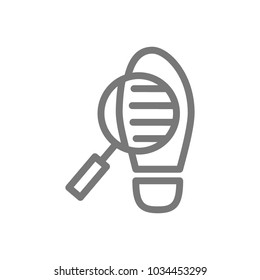 Simple detective loupe and footprint line icon. Symbol and sign vector illustration design. Isolated on white background