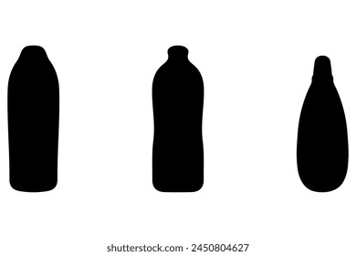Simple detergent bottle silhouette icon set