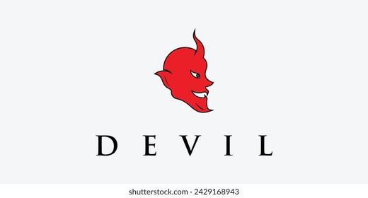 Diseño simple del logotipo del diablo con el concepto único| vector premium