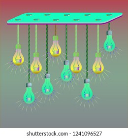 Simple diagonal beautiful multicolor magical lightbulb.
