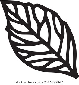 Simple diagonal leaf vector outline black