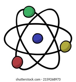 A simple diagram of an atom, vector illustration in cartoon style on a white background