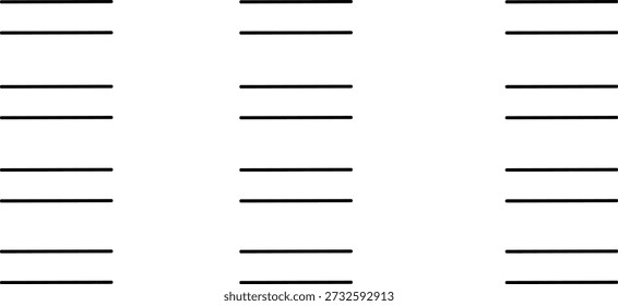 A simple diagram of horizontal lines arranged in a grid pattern with varying line lengths and spacings