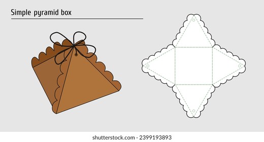 simple diagram of the self-assembly template pyramid box. A layout for laser cutting a cardboard box for a gift, treat or surprise