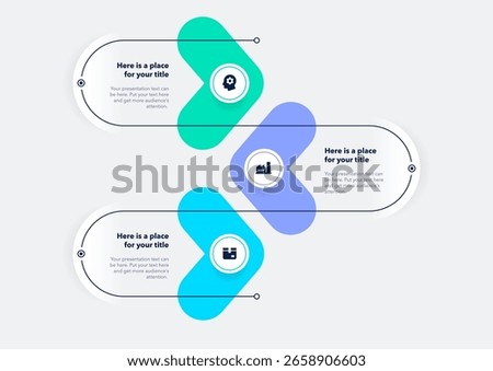 Simple diagram with three options with icons and a place for your text. Flat infographic process template for website, marketing or promotion.