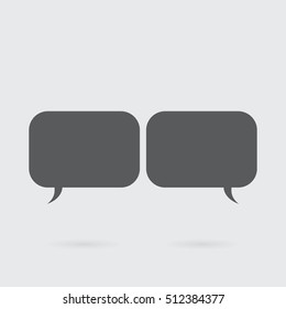 Simple dialog with left and right text bubbles on clean background.