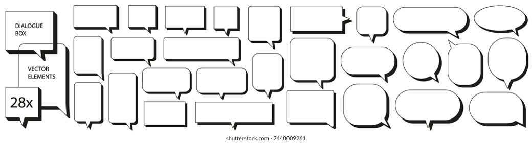 Simple dialogue boxes. Speech bubbles set with shadow.	