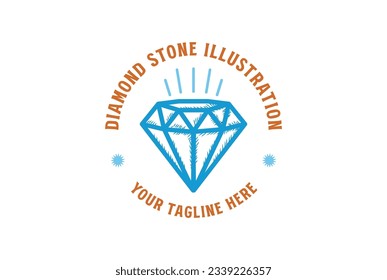 Einfache Diamant-Smaragdfarben-Badge-Emblem-Stempel für Jewel Store Boutique-Illustration Vektor