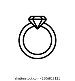 Anillo de compromiso de diamantes simple. Diseño de icono de Vector.