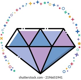 Simple diamond flat style logo illustration. Vector icon material that can be used for decoration, one point of ranking.
