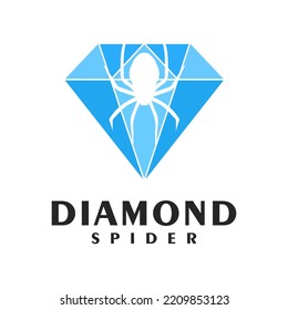 Logotipo de gema de diamante simple en araña, icono, símbolo, plantilla