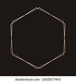 Simple diamond geometric gold frame. Vector modern design template for wedding or birthday invitation, brochure, poster and business card