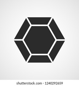 Simple diamond icon in flat design. Vector illustration. Gray sign of diamond, isolated.