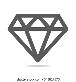 Simple diamond icon in flat design. Vector illustration. Gray sign of diamond isolated on white background.
