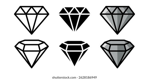 simple diamond icon set collection