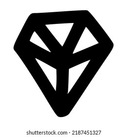 simple línea de diamante ilustración vectorial plantilla de diseño de icono con estilo dibujado a mano para la educación