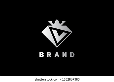 Logotipo de diamante simple con el concepto de diseño de letra V, diseño de logotipo moderno, creativo y minimalista.

