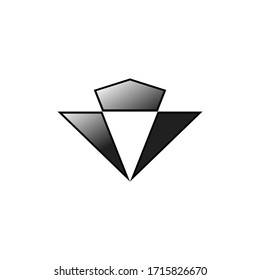 Einfaches Diamantenlogo auf negativem Raumkonzept, einzeln auf weißem Hintergrund.