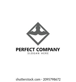 Simple diamond logo with smile face inside. Brand identity for companies, businesses, and organizations.
