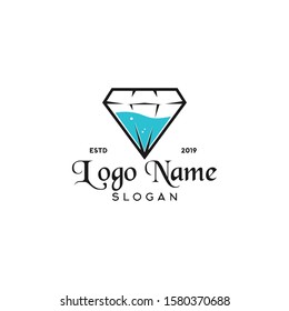 Simple Diamond logo vector with face & sound silhouette icon. shining and bright look glamour, luxury, premium, trendy. Modern vintage style flat design for supplier and producer, apply to web, mobile