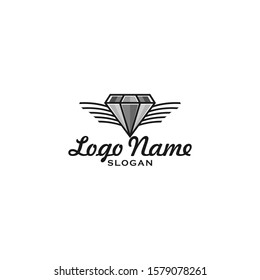 Simple Diamond logo vector with nature tree silhouette icon. shining and bright look glamour, luxury, premium, trendy. Modern vintage style flat design. for supplier and producer, apply to web, mobile