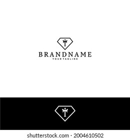 a simple diamond-shaped vector logo, with the letter T in diamond, in black or white, suitable for use for business, product, or beauty salon logos