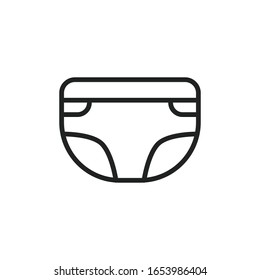 Icono de línea de pañal simple. Pictograma de trazo. Ilustración vectorial aislada en un fondo blanco. Símbolo de calidad superior. Signo de vector para aplicaciones móviles y sitios web.