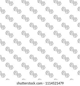 Simple dice seamless pattern with various icons and symbols on white background flat vector illustration