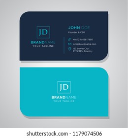 Simple die cut blue business card template