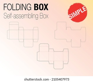 SIMPLE Die Cut Box , Prepared for real cardboard production , Simple Self-assembling Folding Box. Ease of assembly, no need for glue.