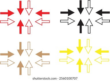 simple different color arrow different direction icon images set