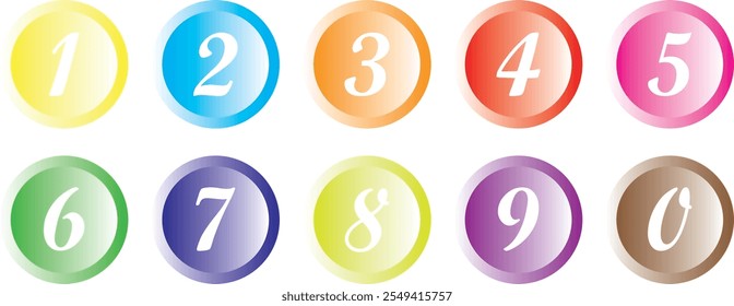 simple different color bullet points round number set from one to nine simple flat style numbers that are in a circle number bullet points illustration