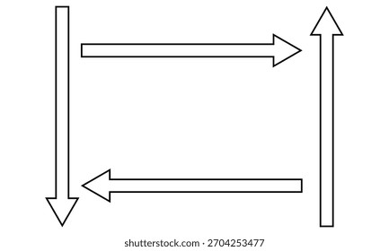 simple different direction black outline arrow symbol vector.