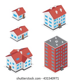The simple different houses icon set isolated on white background