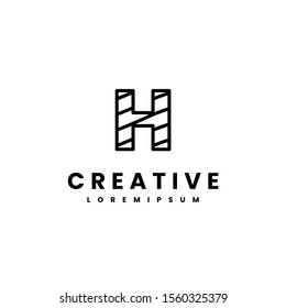 simple digital black monogram H logo letter design concept, vector illustration.