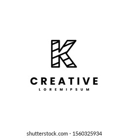simple digital black monogram K logo letter design concept, vector illustration.