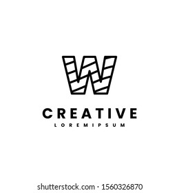 simple digital black monogram W logo letter design concept, vector illustration.