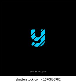 simple digital blue line creative Y logotype design concept.