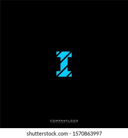 simple digital blue line creative I logotype design concept.