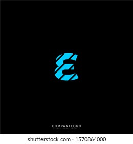 simple digital blue line creative E logotype design concept.