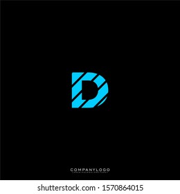 simple digital blue line creative D logotype design concept.