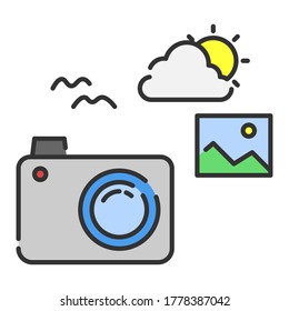 Cámara digital simple con icono de aplicación fotográfica