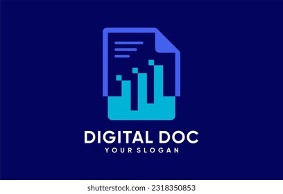 diseño de logotipo de documento digital simple