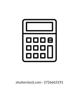 Ferramenta eletrônica simples calculadora eletrônica para cálculos financeiros matemáticos dispositivo de contabilidade empresarial botões quadrados contorno ícone vetor ilustração