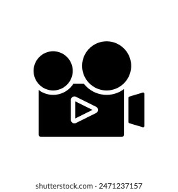 Simple digital film camera icon on white background.