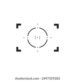 Simple digital focusing viewfinder. Isolated sharpened recording tool. Vector illustration in flat style